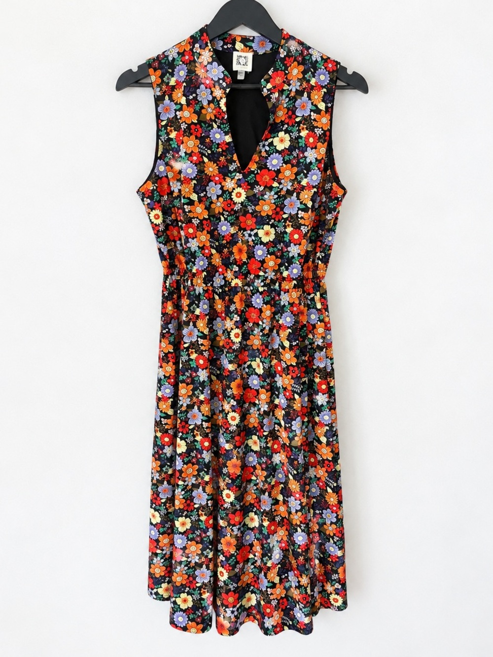 Anne Klein Floral V-Neck Sleeveless Midi Dress - Size 6